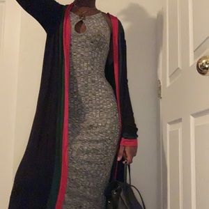 Red and Green lined long cardigan